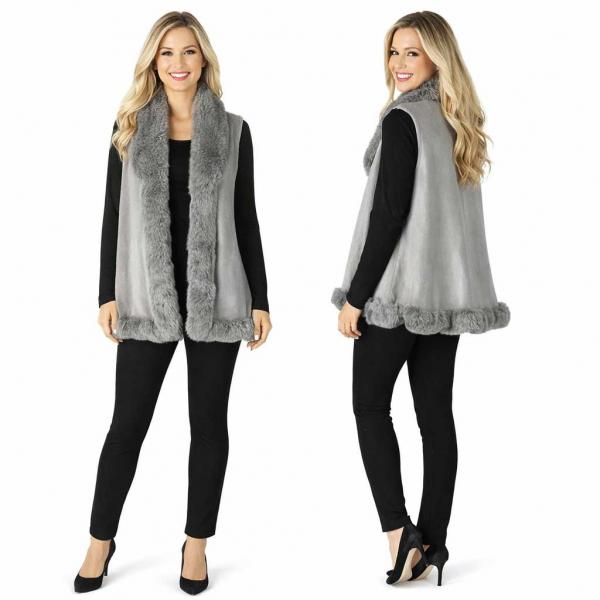 wholesale LC11 - Faux Rabbit Fur Vests LC11 - #16 Light Grey  - One Size Fits Most