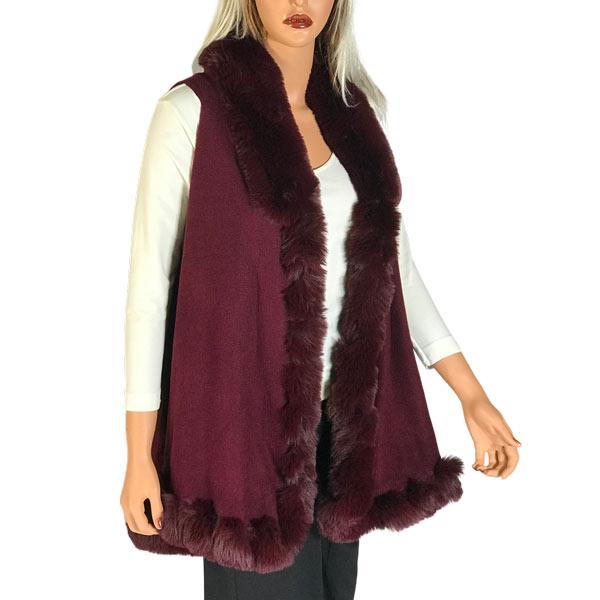 wholesale LC11 - Faux Rabbit Fur Vests LC11 - #7 Dark Burgundy  - 
