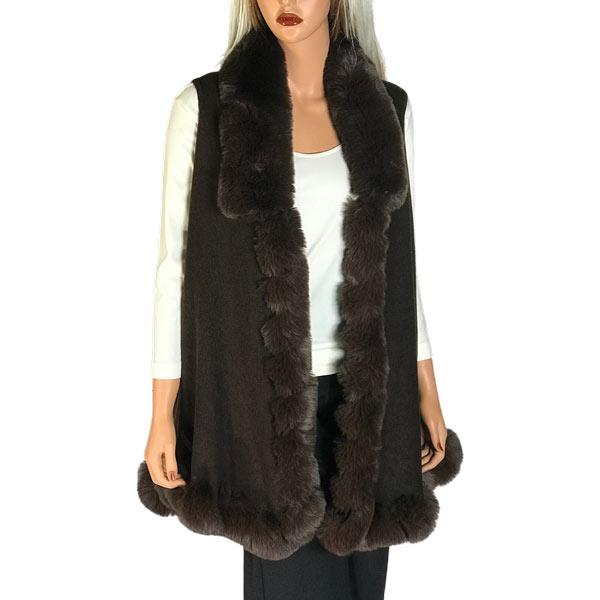 wholesale LC11 - Faux Rabbit Fur Vests LC11 - Dark Brown #10 - 