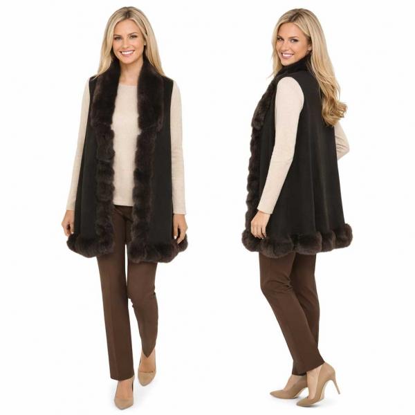 wholesale LC11 - Faux Rabbit Fur Vests LC11 - Dark Brown #10 - One Size Fits Most