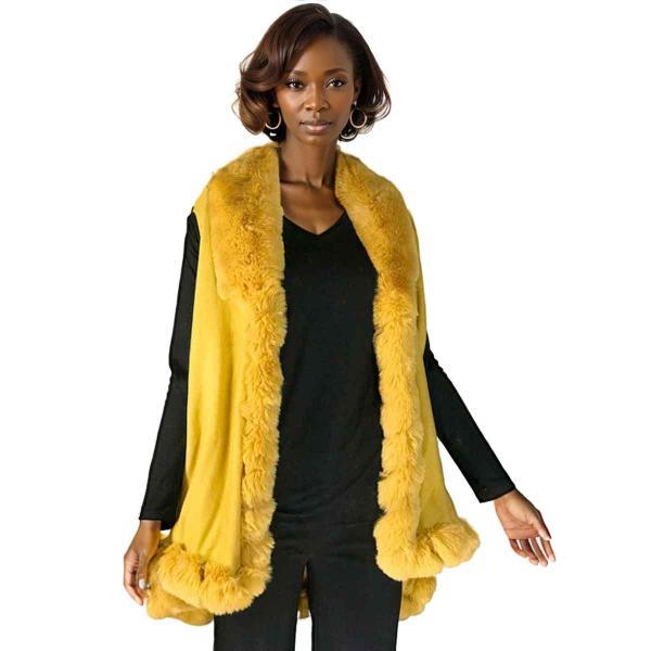 wholesale LC11 - Faux Rabbit Fur Vests LC11 - #08 Mustard  - One Size Fits Most