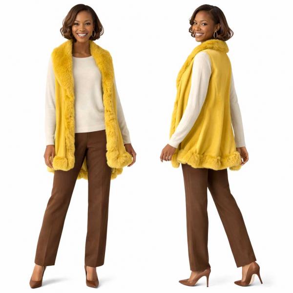 wholesale LC11 - Faux Rabbit Fur Vests LC11 - #08 Mustard  - One Size Fits Most