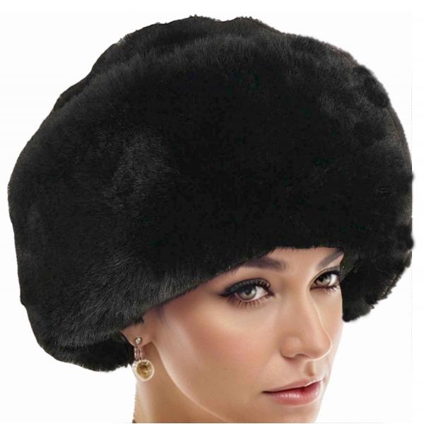 wholesale 3201 - Faux Rabbit Cossack Hats Black <br> Faux Rabbit Cossack Hat - 