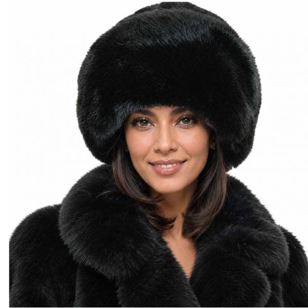 wholesale 3201 - Faux Rabbit Cossack Hats 3201 - Black<br>
Faux Rabbit Cossack Hat
 - One Size Fits Most