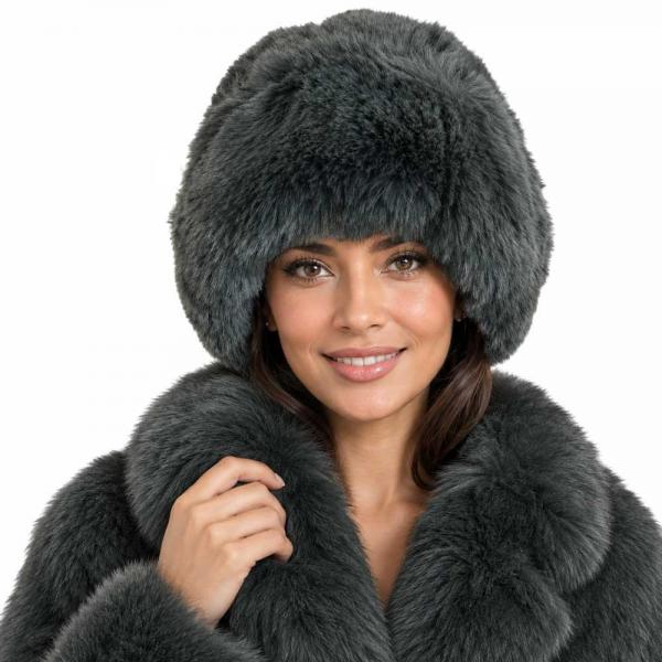 wholesale 3201 - Faux Rabbit Cossack Hats 3201 - Charcoal<br>
Faux Rabbit Cossack Hat
 - One Size Fits Most