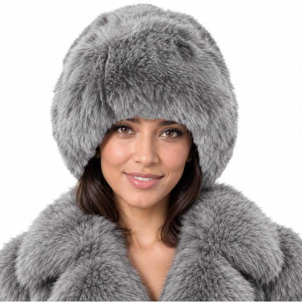 wholesale 3201 - Faux Rabbit Cossack Hats 3201 - Light Grey<br>
Faux Rabbit Cossack Hat
 - One Size Fits Most