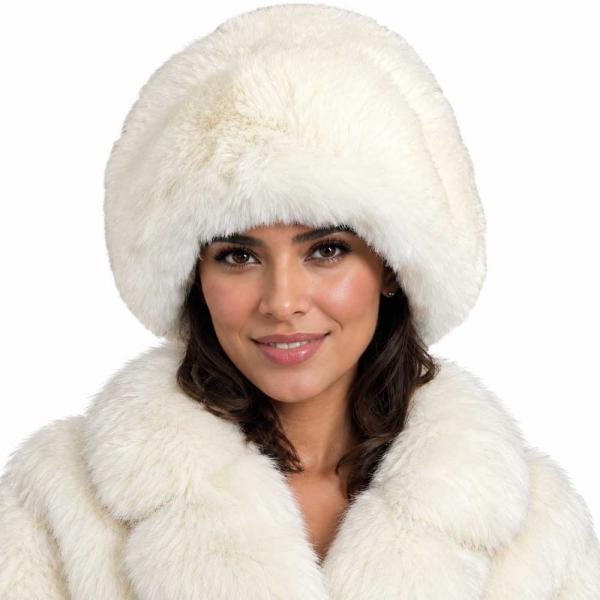 wholesale 3201 - Faux Rabbit Cossack Hats 3201 - Ivory<br>
Faux Rabbit Cossack Hat
 - One Size Fits Most
