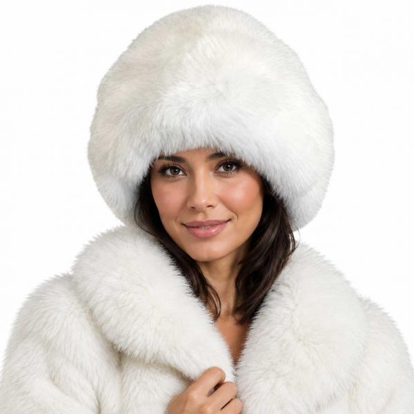 wholesale 3201 - Faux Rabbit Cossack Hats 3201 - White<br>
Faux Rabbit Cossack Hat
 - One Size Fits Most