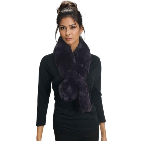 Wholesale LC02/T - Faux Rabbit Fur Trim Gloves Dark Plum - One Size Fits All