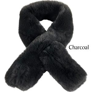 LC01 - Faux Rabbit Pull Through Scarves Charcoal - 