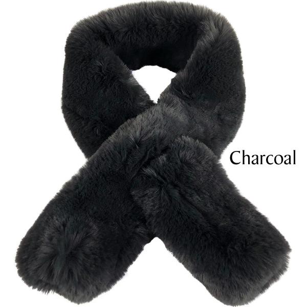 Wholesale LC01 - Faux Rabbit Pull Through Scarves Charcoal - 