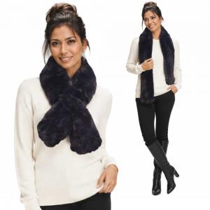 LC01 - Faux Rabbit Pull Through Scarves Dark Plum - One Size Fits All