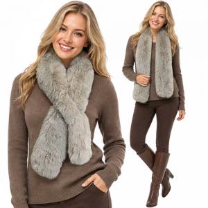 LC01 - Faux Rabbit Pull Through Scarves Latte - One Size Fits All