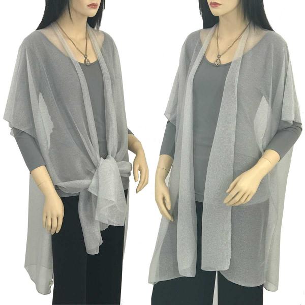 9647 - Lurex Sheer Kimono Vests Platinum Sparkle - 