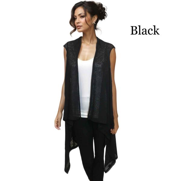 wholesale 9718 - Gauze Jersey Knit Vests  Black - 