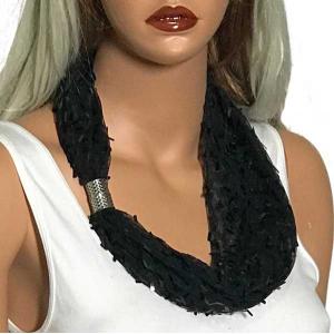 4121 - Sequined Magnetic Clasp Scarves 4120 Black (Silver Clasp) - 