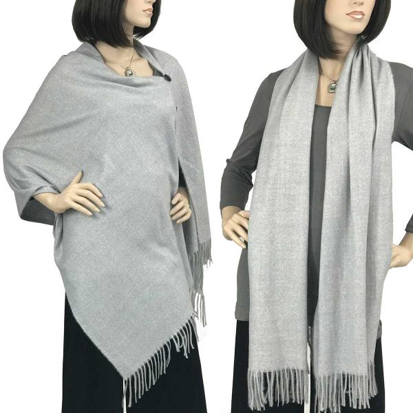 3216 - Brushed Cashmere Feel Button Shawls Light Grey - 