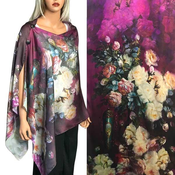 wholesale 3226 - Satin Charmeuse Button Shawls #06 Satin Charmeuse Shawls with Black Wooden Buttons - 