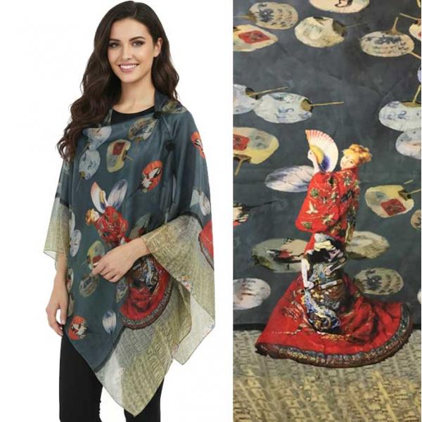 wholesale 3226 - Satin Charmeuse Button Shawls #26 Satin Charmeuse Shawl with Black Wooden Buttons  - 