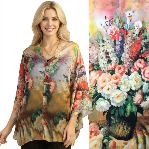 wholesale 3226 - Satin Charmeuse Button Shawls #01 Satin Charmeuse Shawl with Brown Wooden Buttons - 