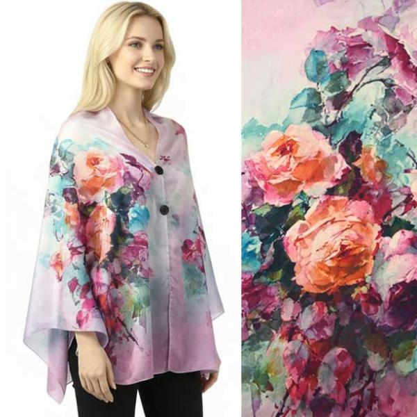 wholesale 3226 - Satin Charmeuse Button Shawls #07 Satin Charmeuse Shawl with Black Wooden Buttons  - 