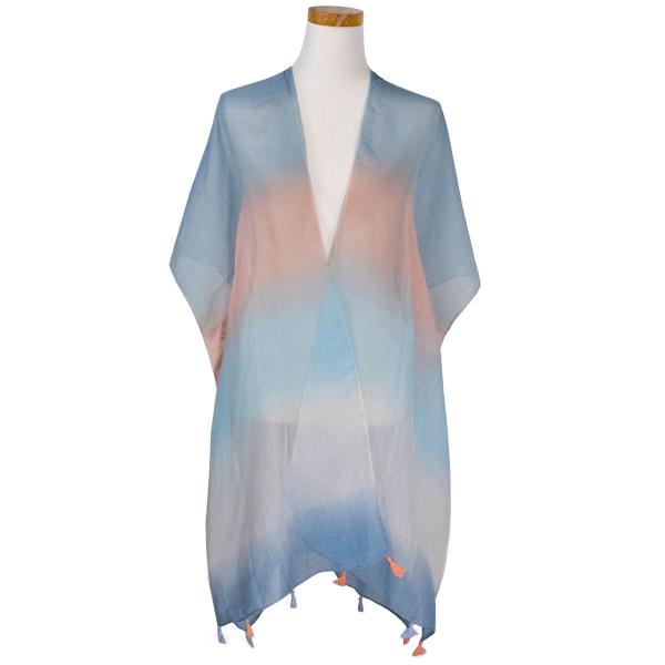 1300 - Kimono - Tie Dye Stripes  Blue-Pink - 