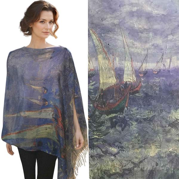 Wholesale 3234/T - Art Design Broadcloth  Button Shawls #03<br> 
w/ Black Buttons ***(MB) - 