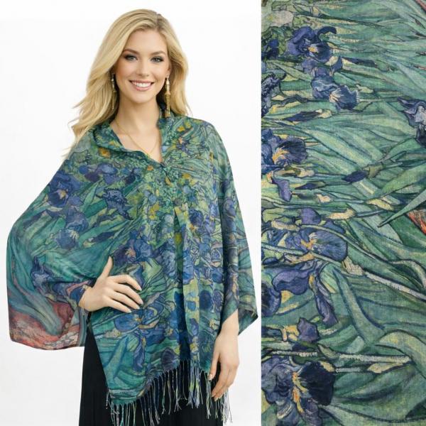 wholesale 3234/T - Art Design Broadcloth  Button Shawls #13<br> w/ Black Buttons  - 