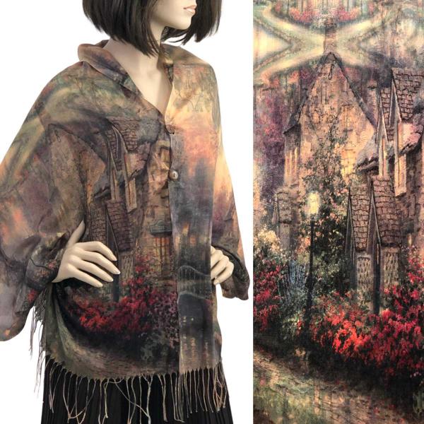 Wholesale 3234 - Art Design Cotton Touch Button Poncho/Shawl #19 w/ Brown Buttons (Cotton Feel)*** - 