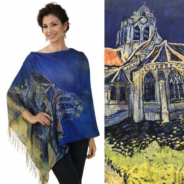 wholesale 3234/T - Art Design Broadcloth  Button Shawls #23 <br>w/ Black Buttons  - 