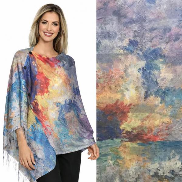 wholesale 3234/T - Art Design Broadcloth  Button Shawls #29 <br>w/ Black Buttons 
 - 
