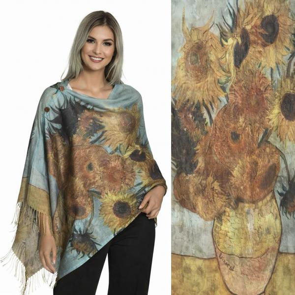 wholesale 3234/T - Art Design Broadcloth  Button Shawls #36 w/ Brown Buttons  - 