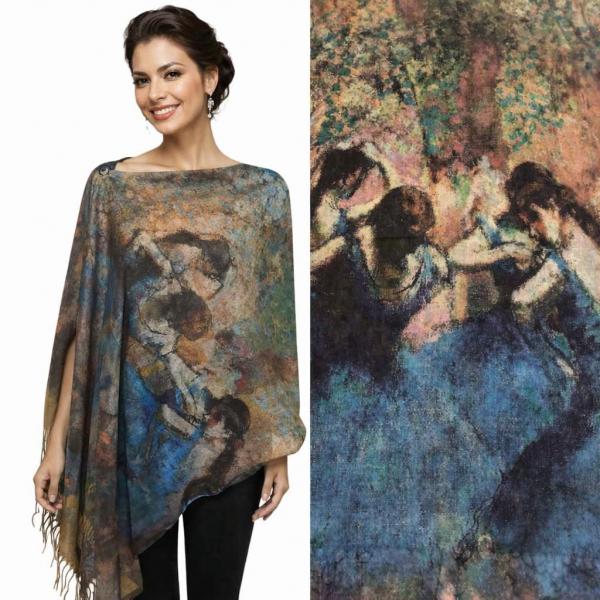 wholesale 3234/T - Art Design Broadcloth  Button Shawls #46<br> w/ Brown Buttons  - 