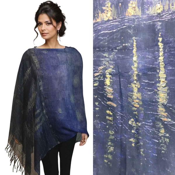 Wholesale 3234/T - Art Design Broadcloth  Button Shawls #02 <br>
w/ Black Buttons (MB) - 