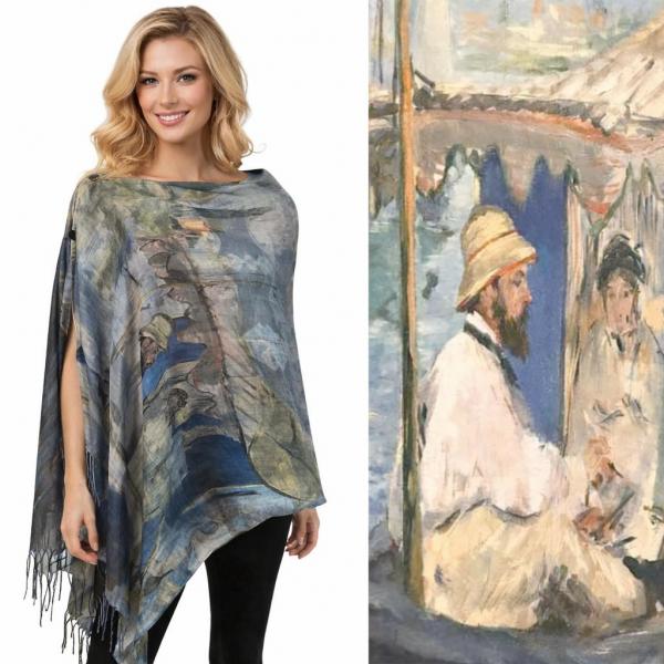 wholesale 3234/T - Art Design Broadcloth  Button Shawls #50 <br>w/ Black Buttons  - 