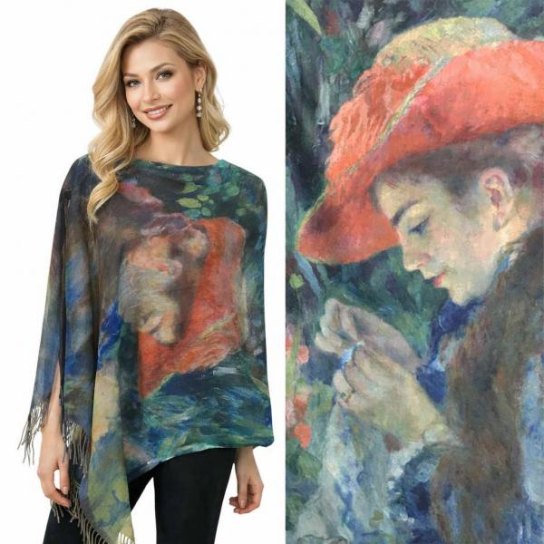 wholesale 3234/T - Art Design Broadcloth  Button Shawls #51<br> w/ Black Buttons   - 