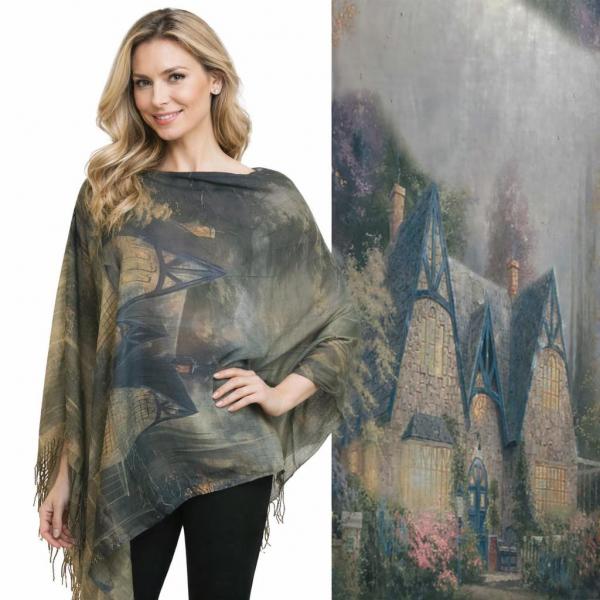 wholesale 3234/T - Art Design Broadcloth  Button Shawls #54<br>w/ Black Buttons  - 
