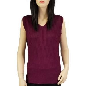 Ribbed Sweater Knit Sleeveless Top Burgundy - 