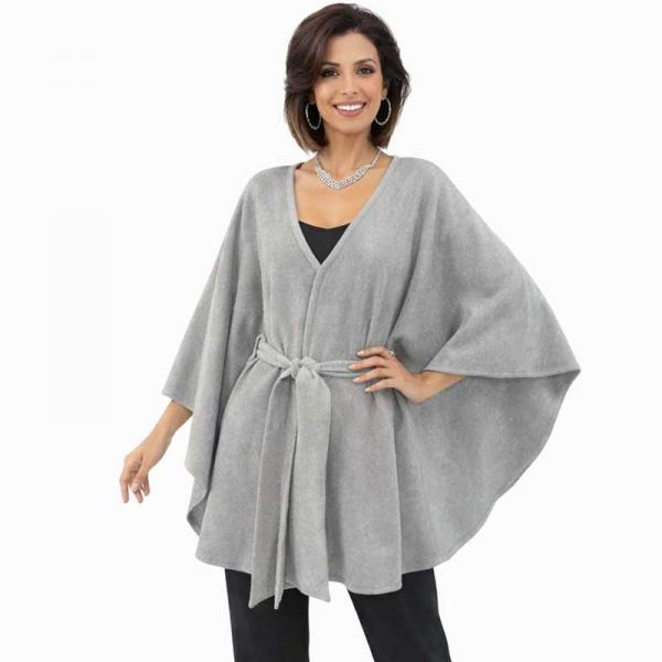 wholesale LC15/T - Capes - Luxury Wool Feel Belted Capes  Light Grey  - One Size Fits Most