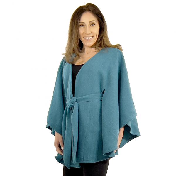Wholesale LC15 - Capes - Luxury Wool Feel / Belted  LC15 Teal<br> Belted Cape - 