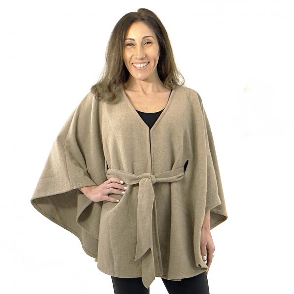 Wholesale LC15 - Capes - Luxury Wool Feel / Belted  LC15 Taupe<br> Belted Cape - 