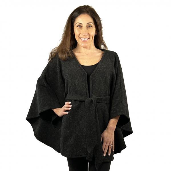 Wholesale LC15 - Capes - Luxury Wool Feel / Belted  LC15 Midnight Black <br>Belted Cape - 