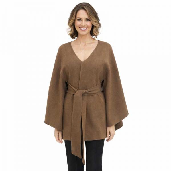 wholesale LC15/T - Capes - Luxury Wool Feel Belted Capes  Camel  - One Size Fits Most
