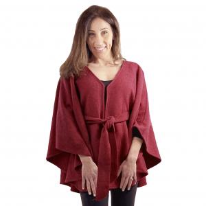 LC15 - Capes - Luxury Wool Feel / Belted  LC15 Burgundy<br> Belted Cape  - 