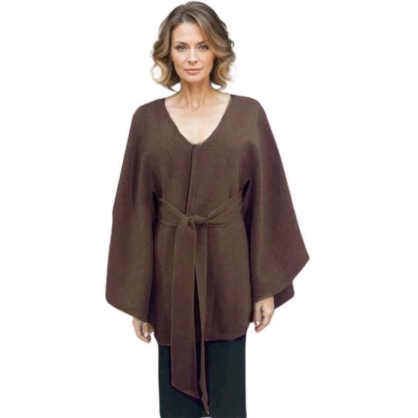 Wholesale LC15 - Capes - Luxury Wool Feel / Belted  LC15 Brown <br>Belted Cape - One Size Fits Most