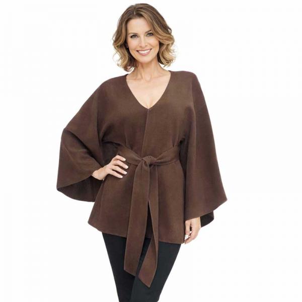 wholesale LC15/T - Capes - Luxury Wool Feel Belted Capes  Brown  - One Size Fits Most