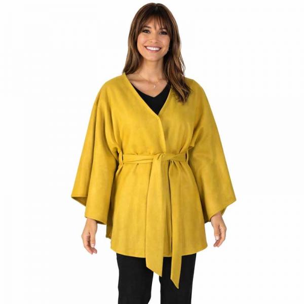wholesale LC15/T - Capes - Luxury Wool Feel Belted Capes  Mustard - One Size Fits Most