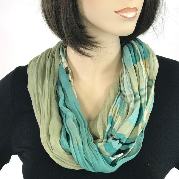 Wholesale 3263 - Bohemian Three Layer Magnetic Clasp Scarves #10 Plaid - Mint - 