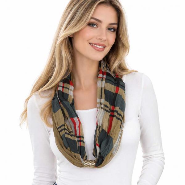 wholesale 3263 - Bohemian Three Layer Magnetic Clasp Scarves #11 Plaid  - 