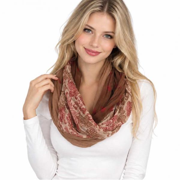 wholesale 3263 - Bohemian Three Layer Magnetic Clasp Scarves #08 Paisley-Polka Dot - Red - 